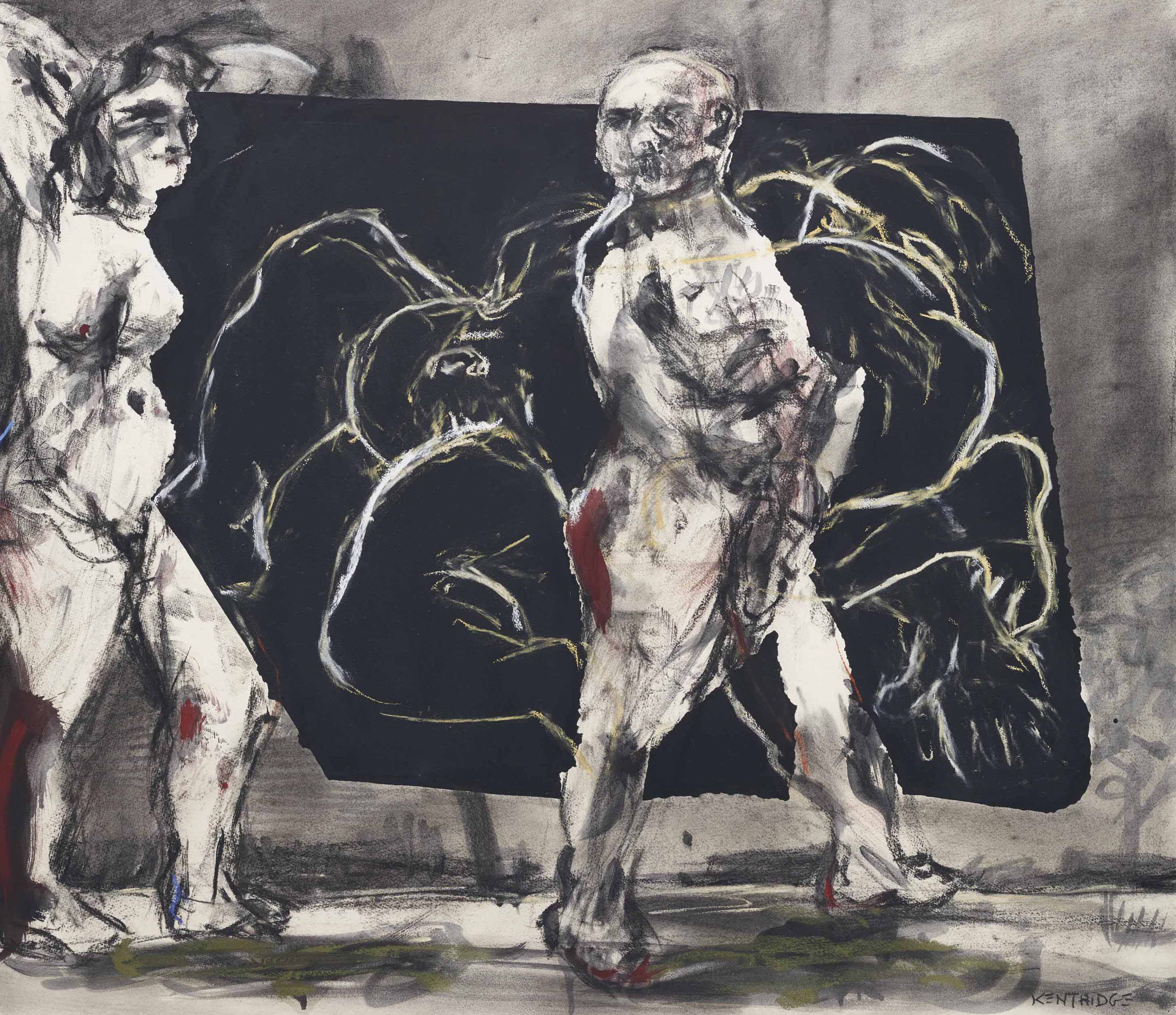 William Kentridge — Без названия, Проектный рисунок (Стоящие мужчина и женщина), изображение 2