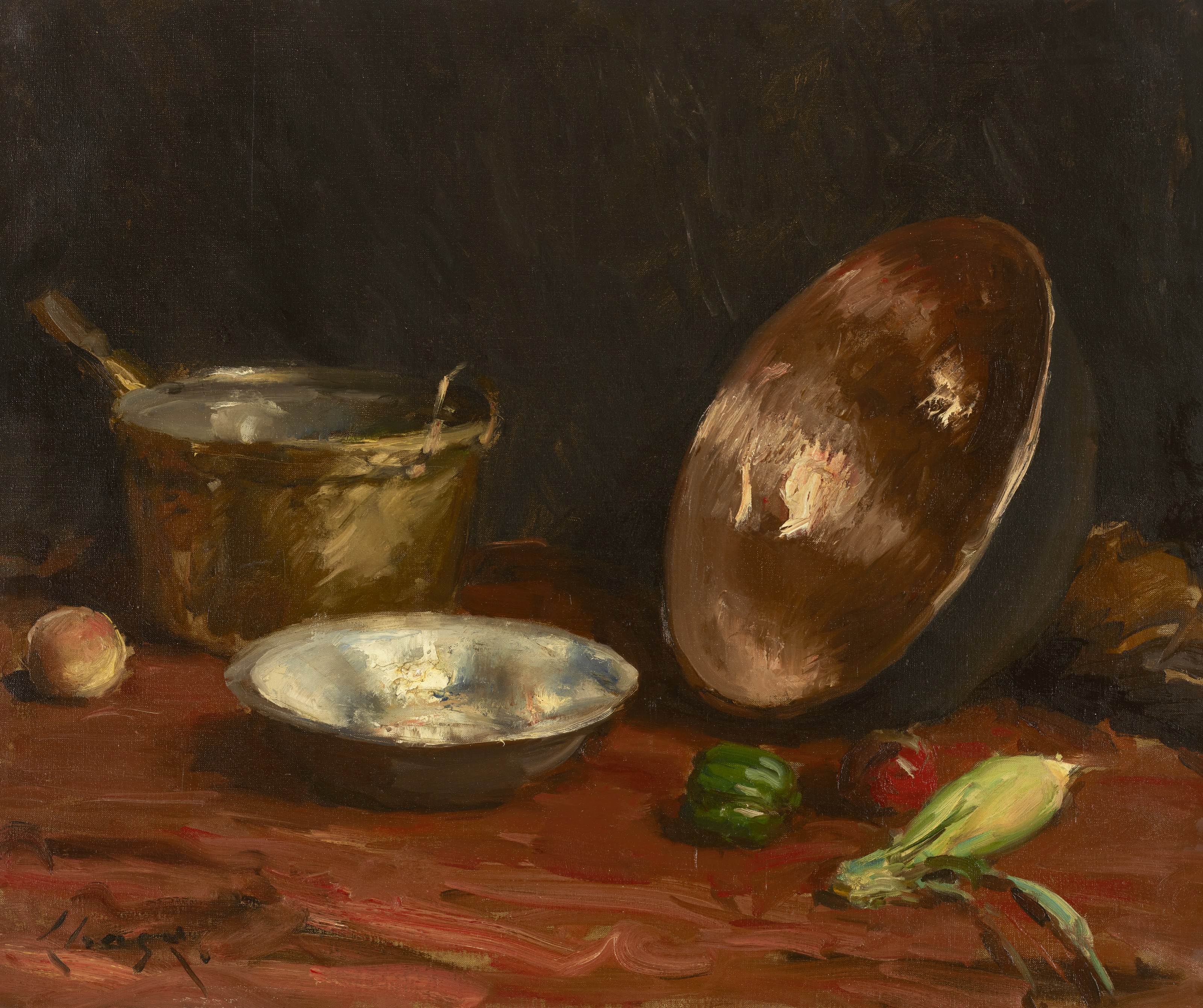 William Merritt Chase — Натюрморт из кастрюль и овощей