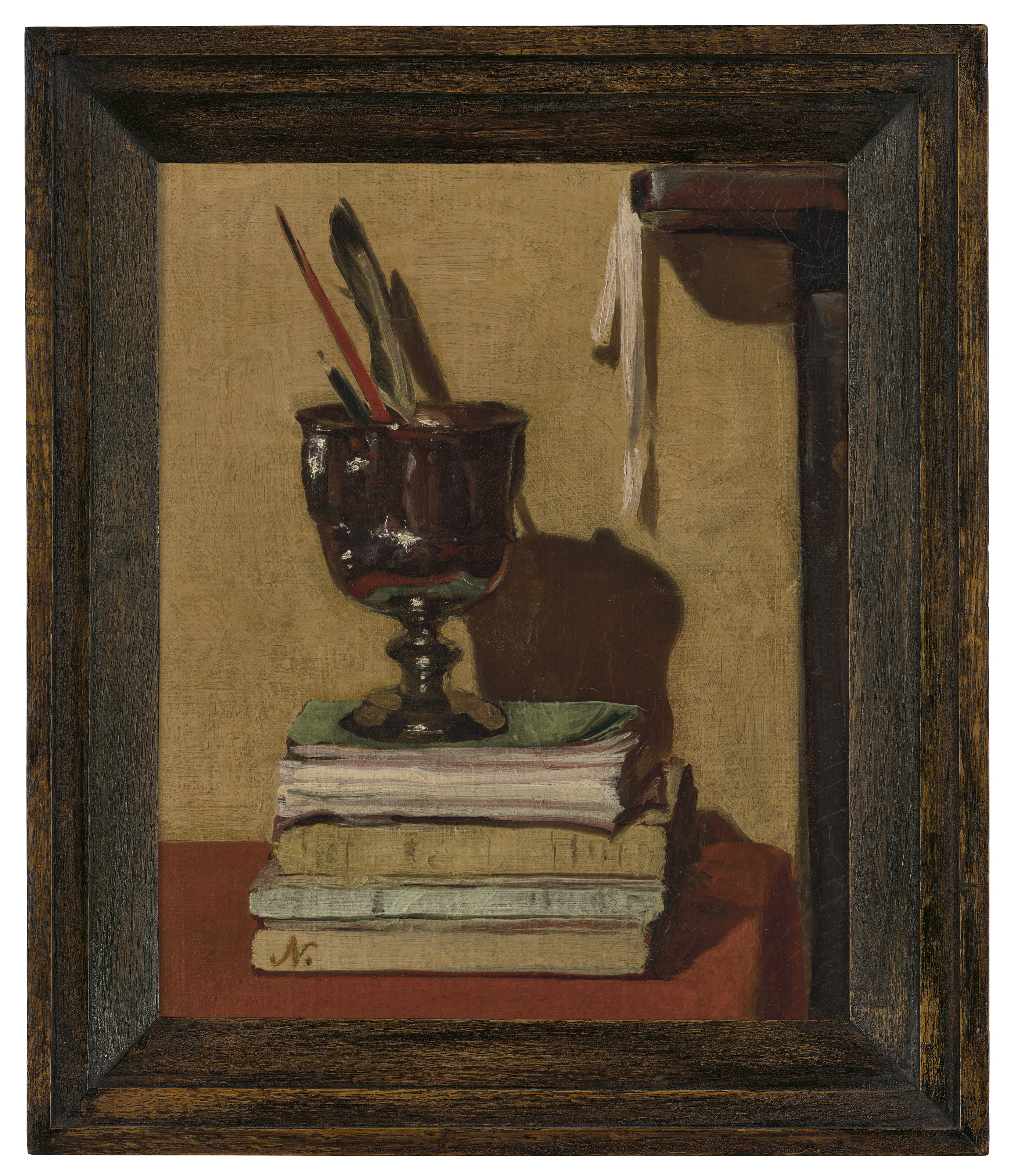 William Nicholson — Ваза и книги на красном столике, изображение 2