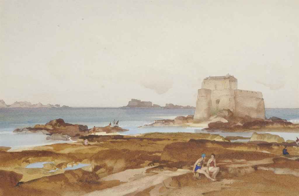 William Russell Flint — Купальщики на пляже в Сен-Мало
