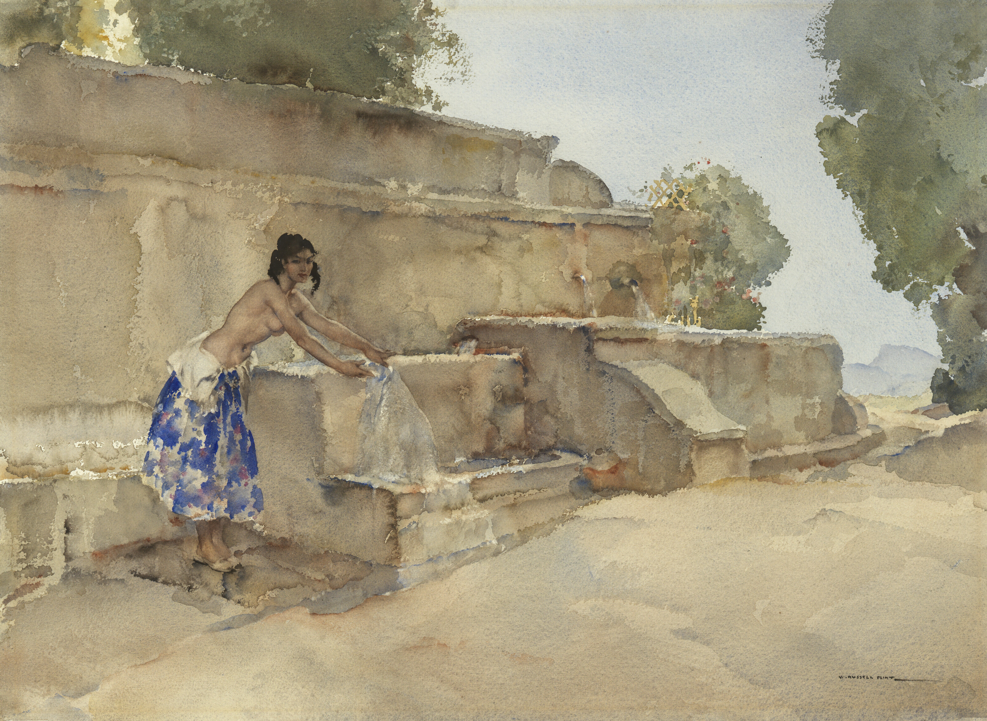 William Russell Flint — У стены, Изабель в Люсене