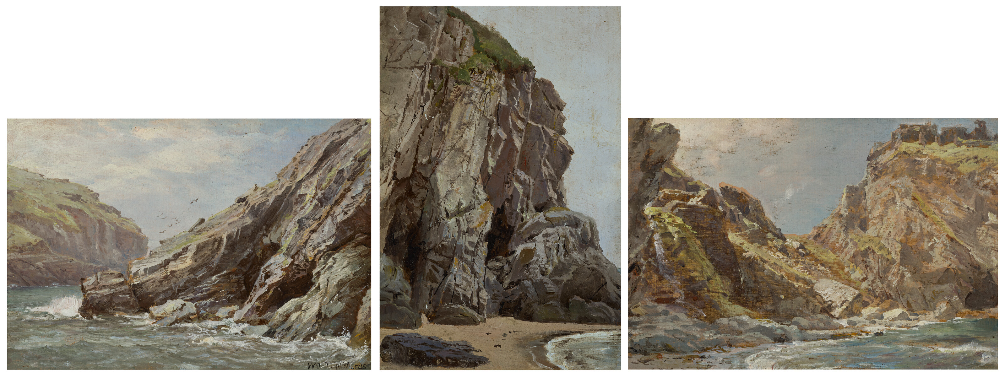 William Trost Richards — Прибрежные сцены : Группа из трех работ
