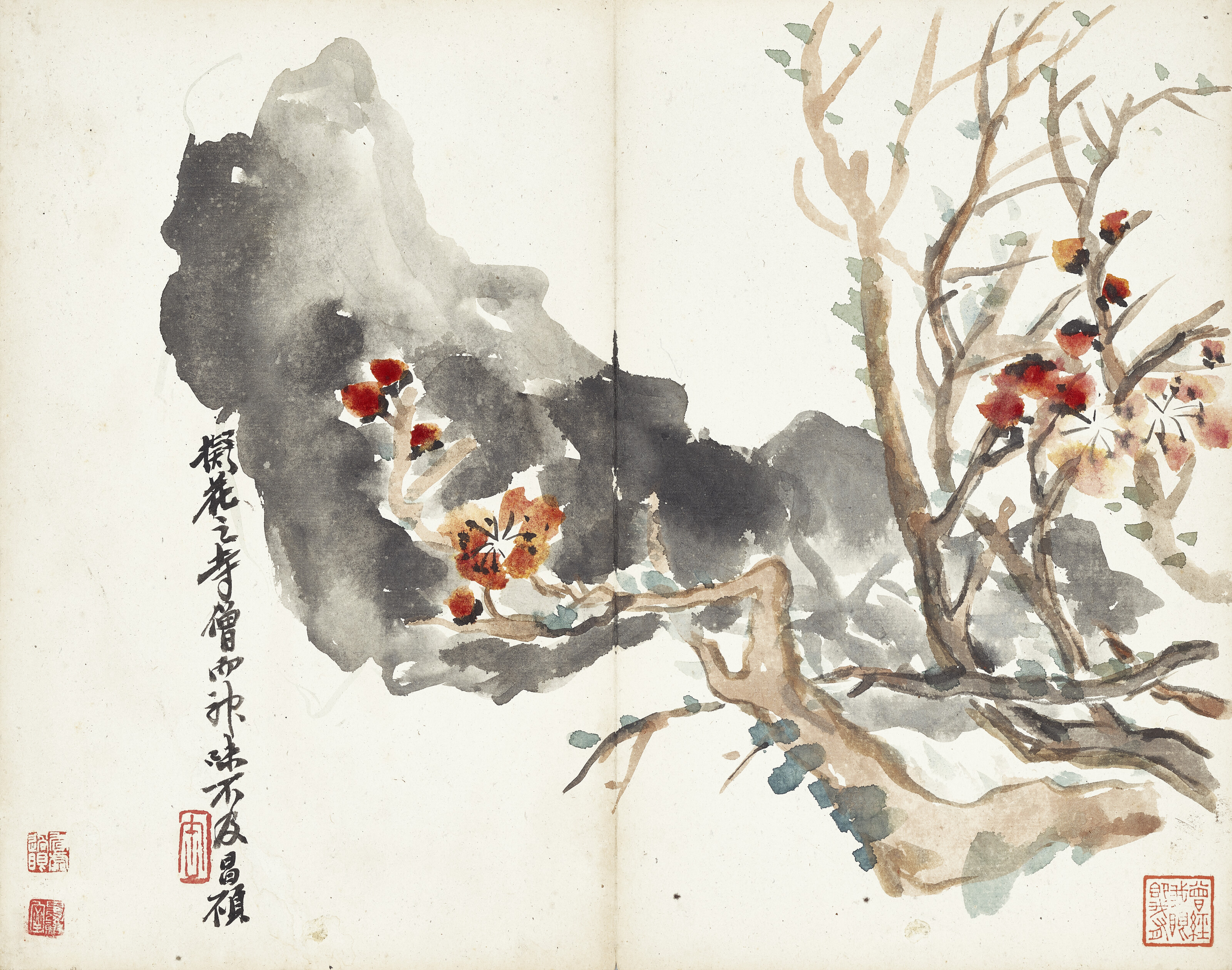 Wu Changshuo — Цветы и каллиграфия, изображение 7