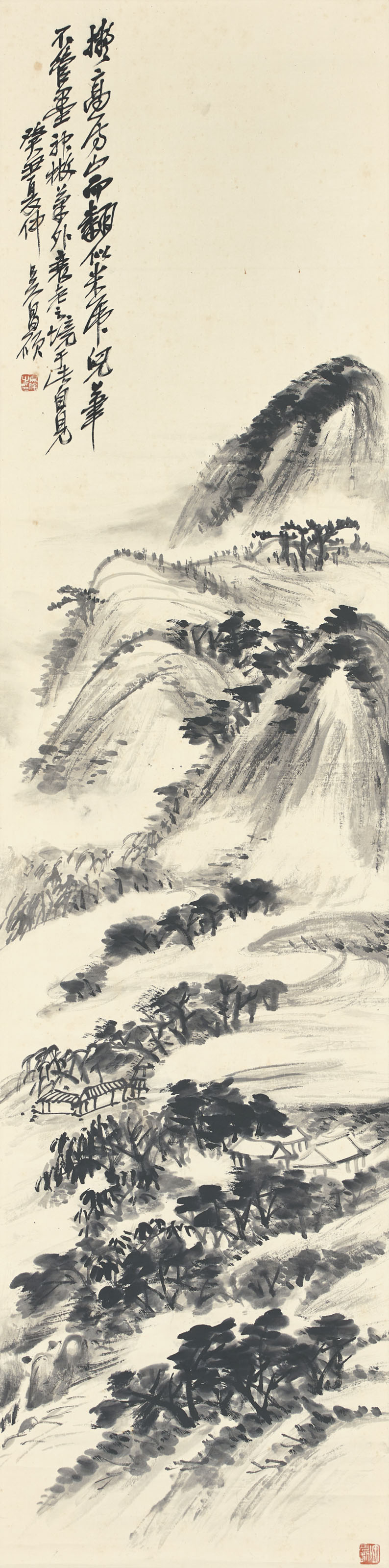 Wu Changshuo — Летние горы и облачное небо, изображение 2