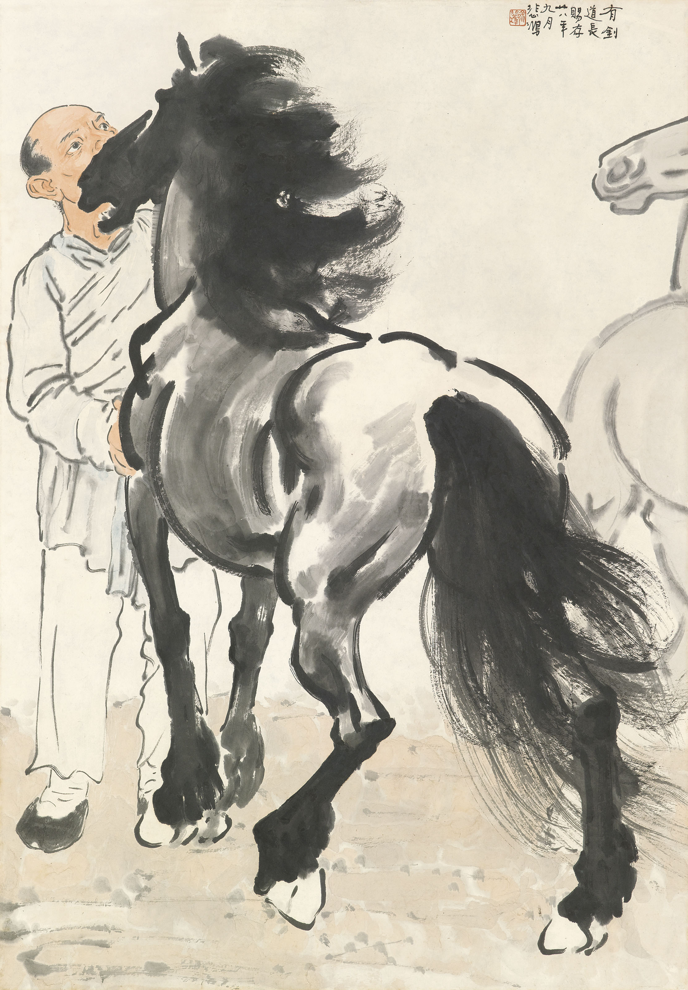 Xu Beihong — Любуюсь жеребцом, изображение 4