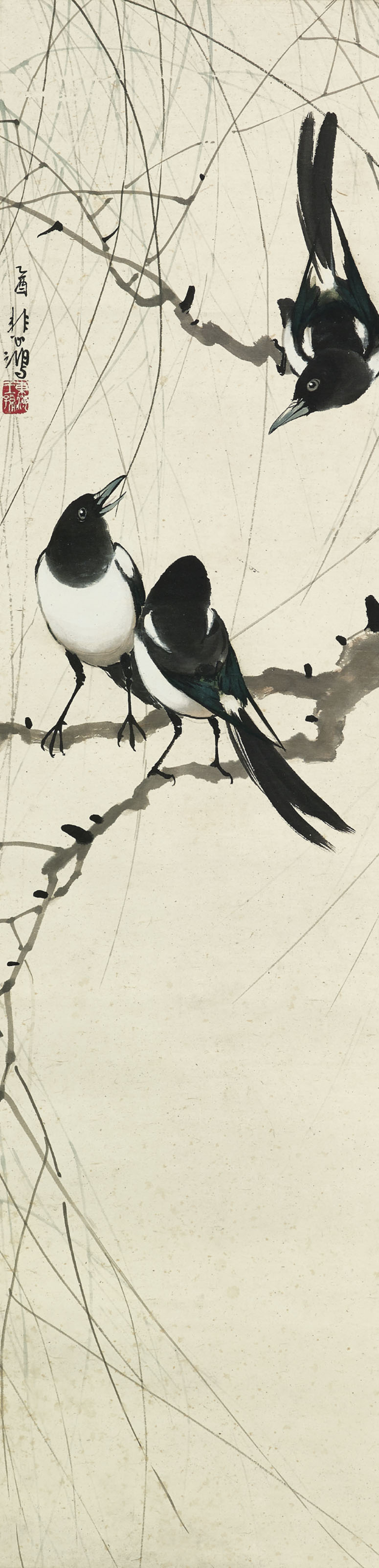 Xu Beihong — Три сороки