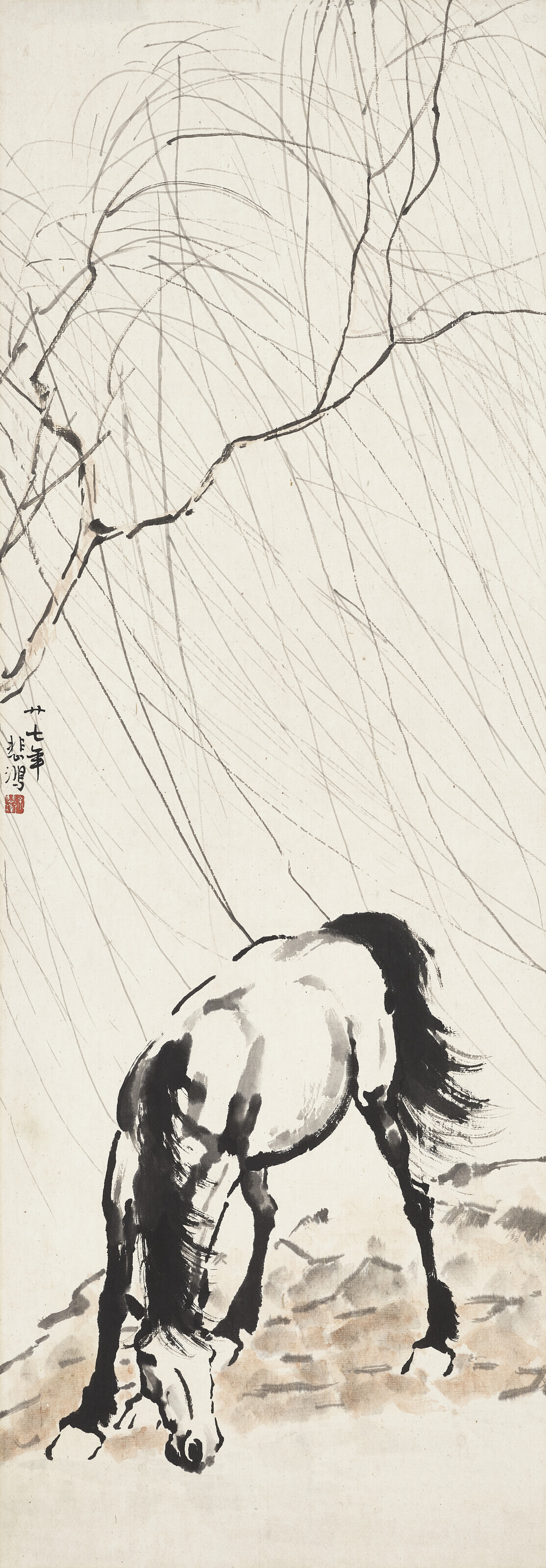 Xu Beihong — Пьющая лошадь