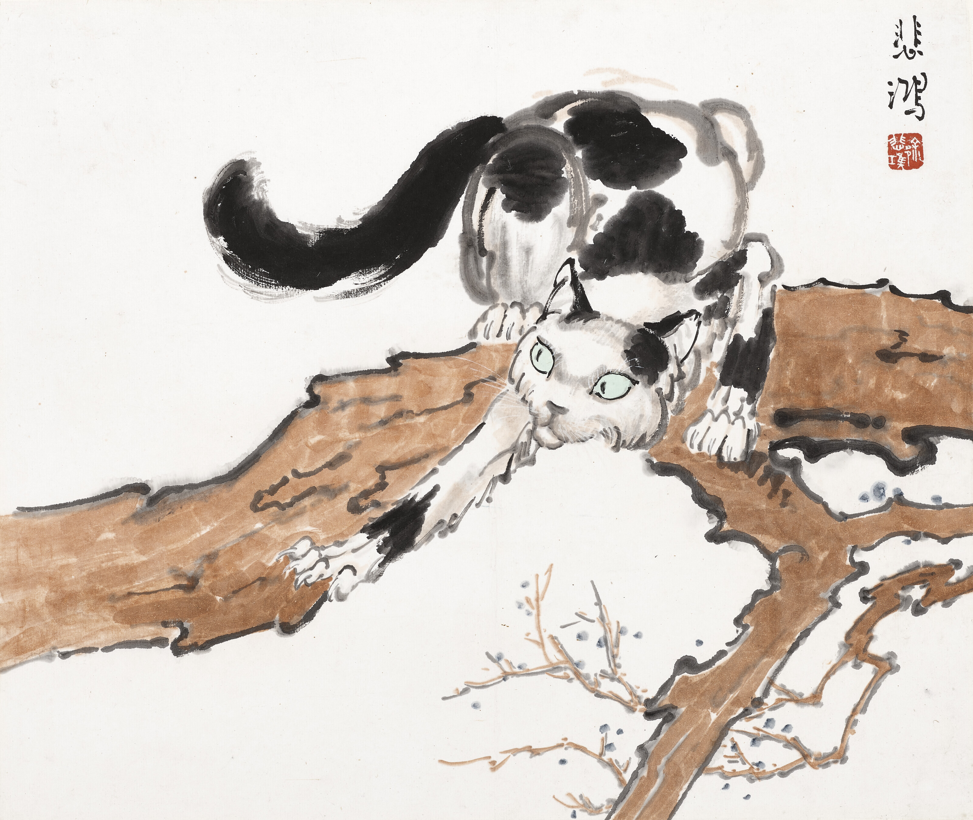 Xu Beihong — Кошка на дереве