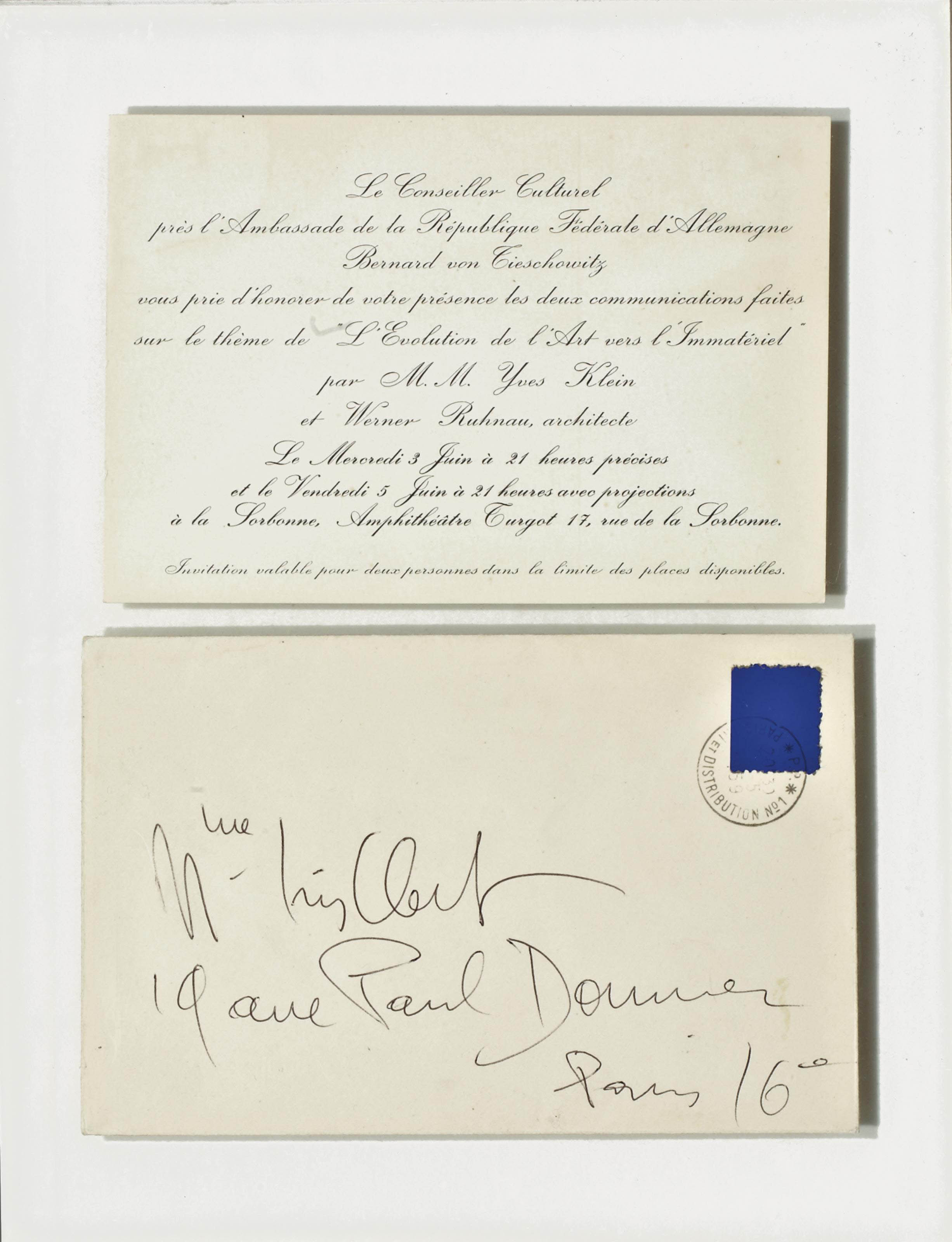 Yves Klein — Письмо к Ирис Клер, посланнице в прошлом году