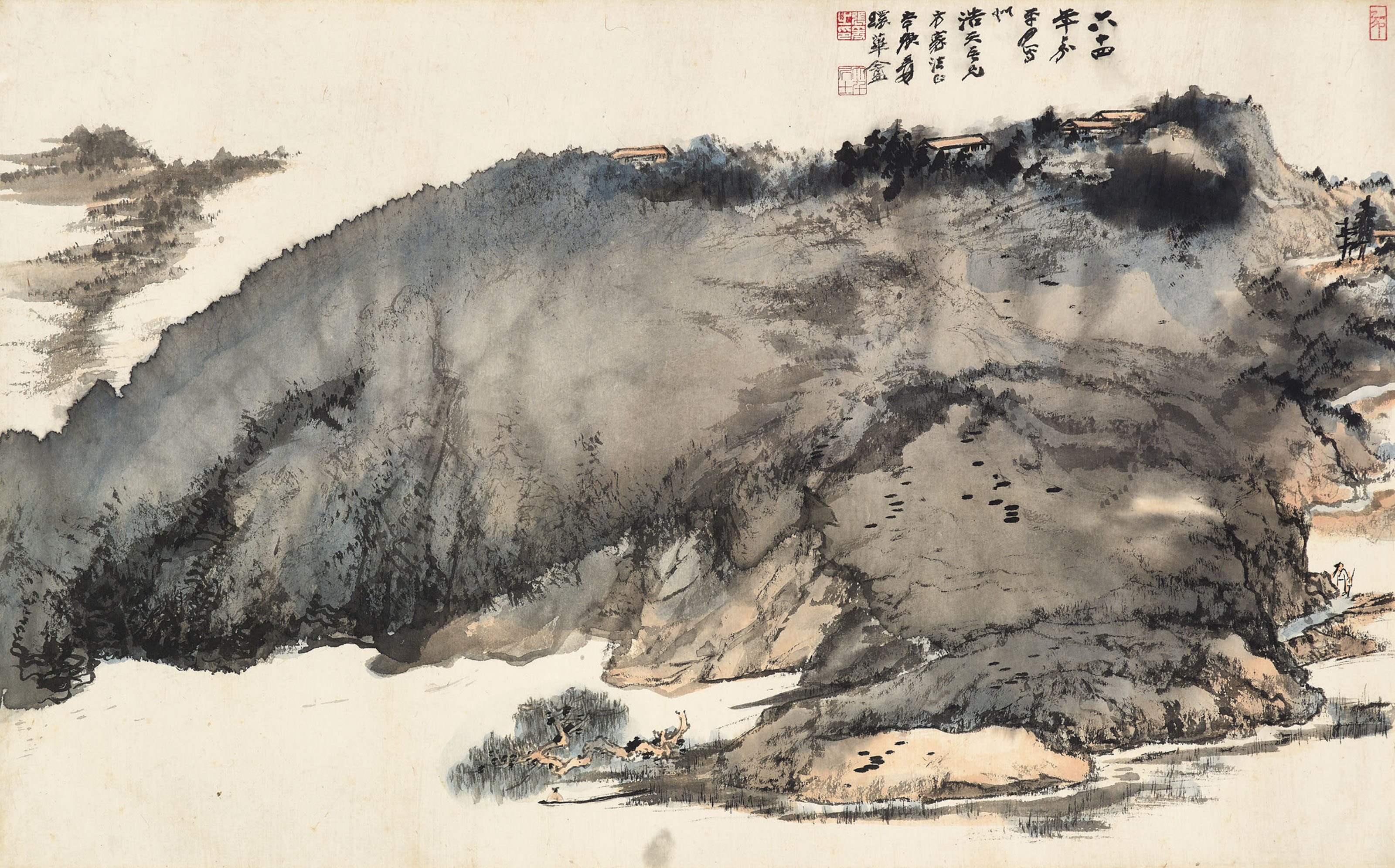 Zhang Daqian — Пейзаж, размазанный чернилами