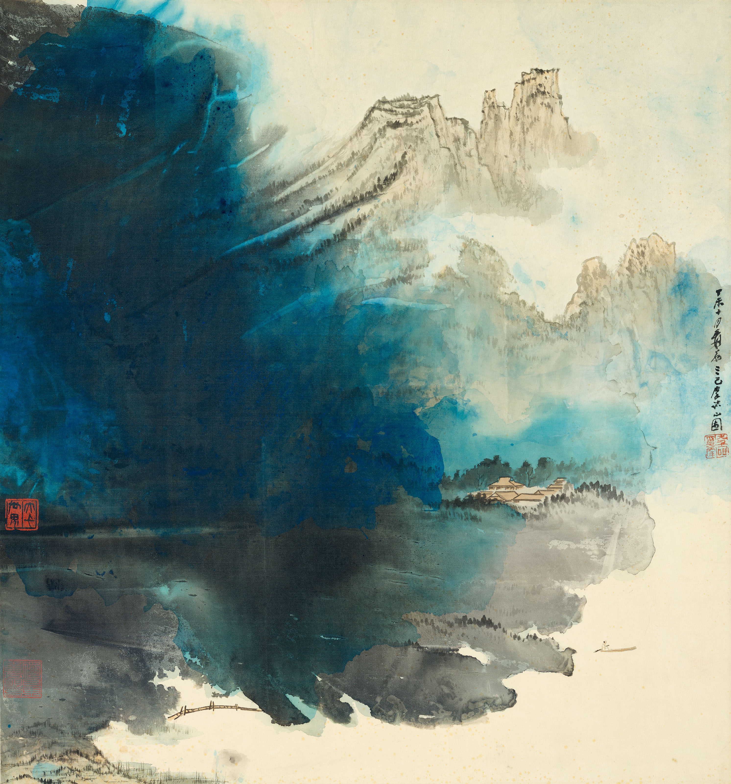 Zhang Daqian — Катание на лодке по горному озеру, изображение 1