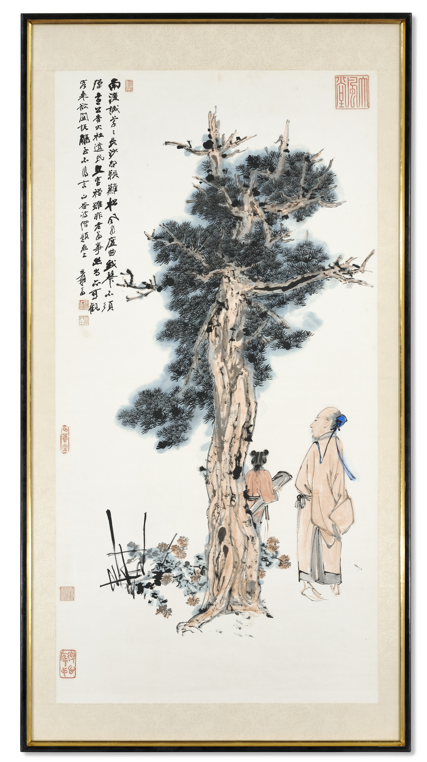 Zhang Daqian — Ученый и слуга, несущие Цинь, изображение 2