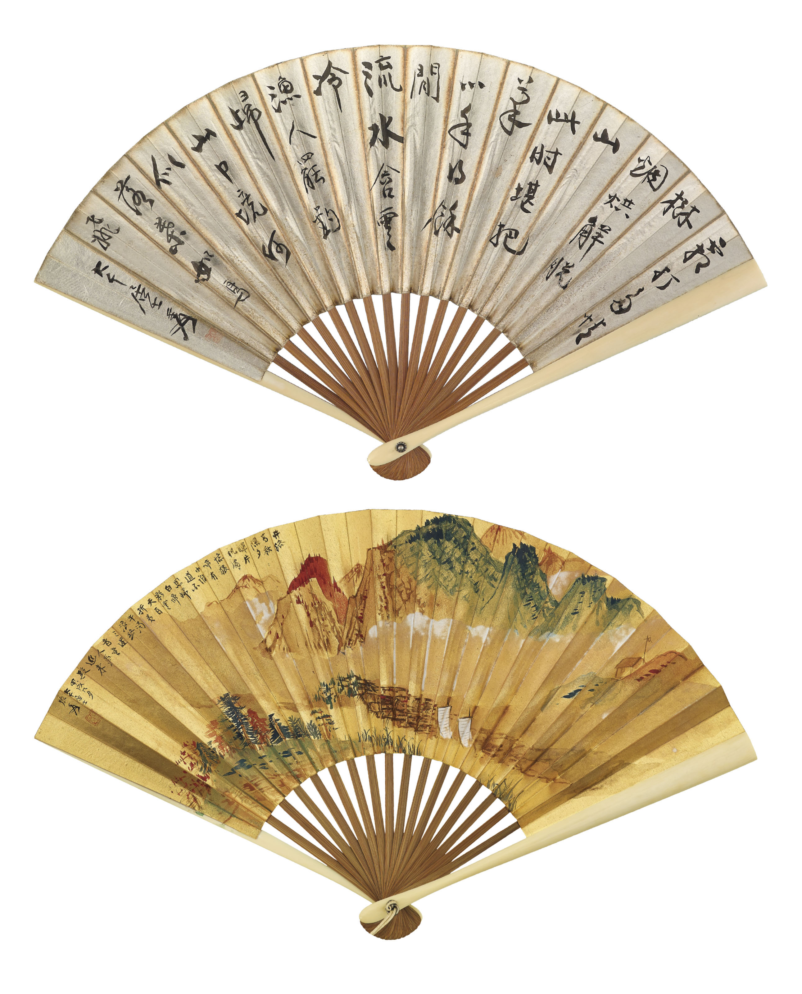 Zhang Daqian — Осенний пейзаж/Каллиграфия