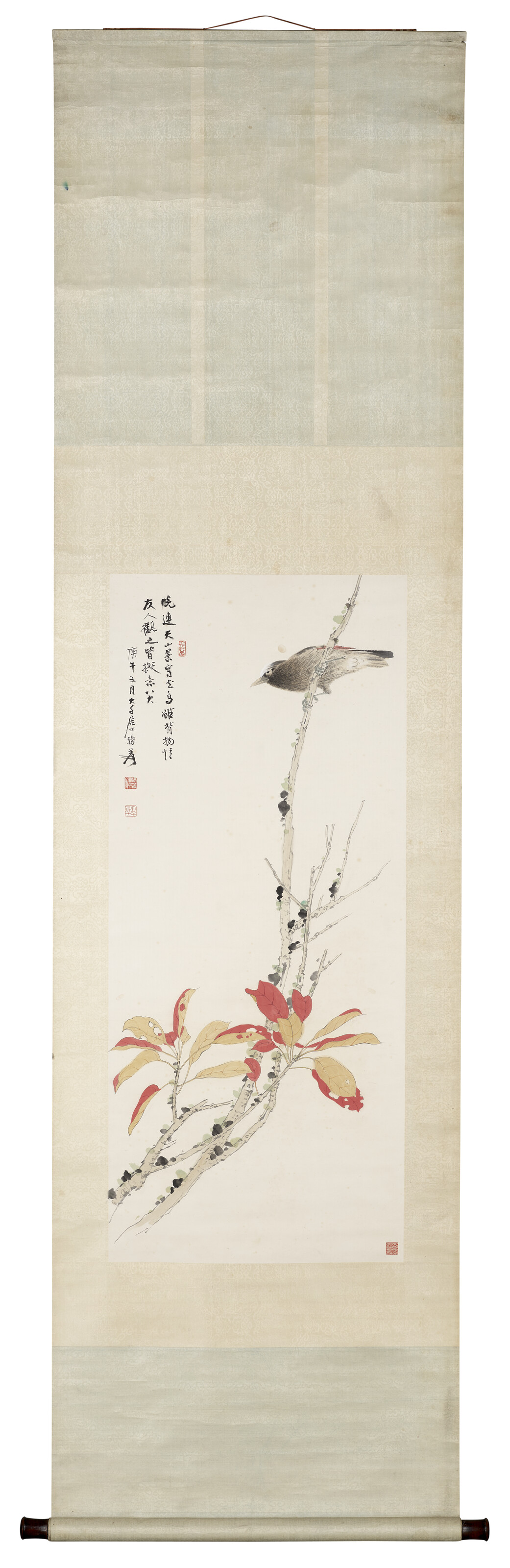 Zhang Daqian — Птица и красные листья, изображение 2