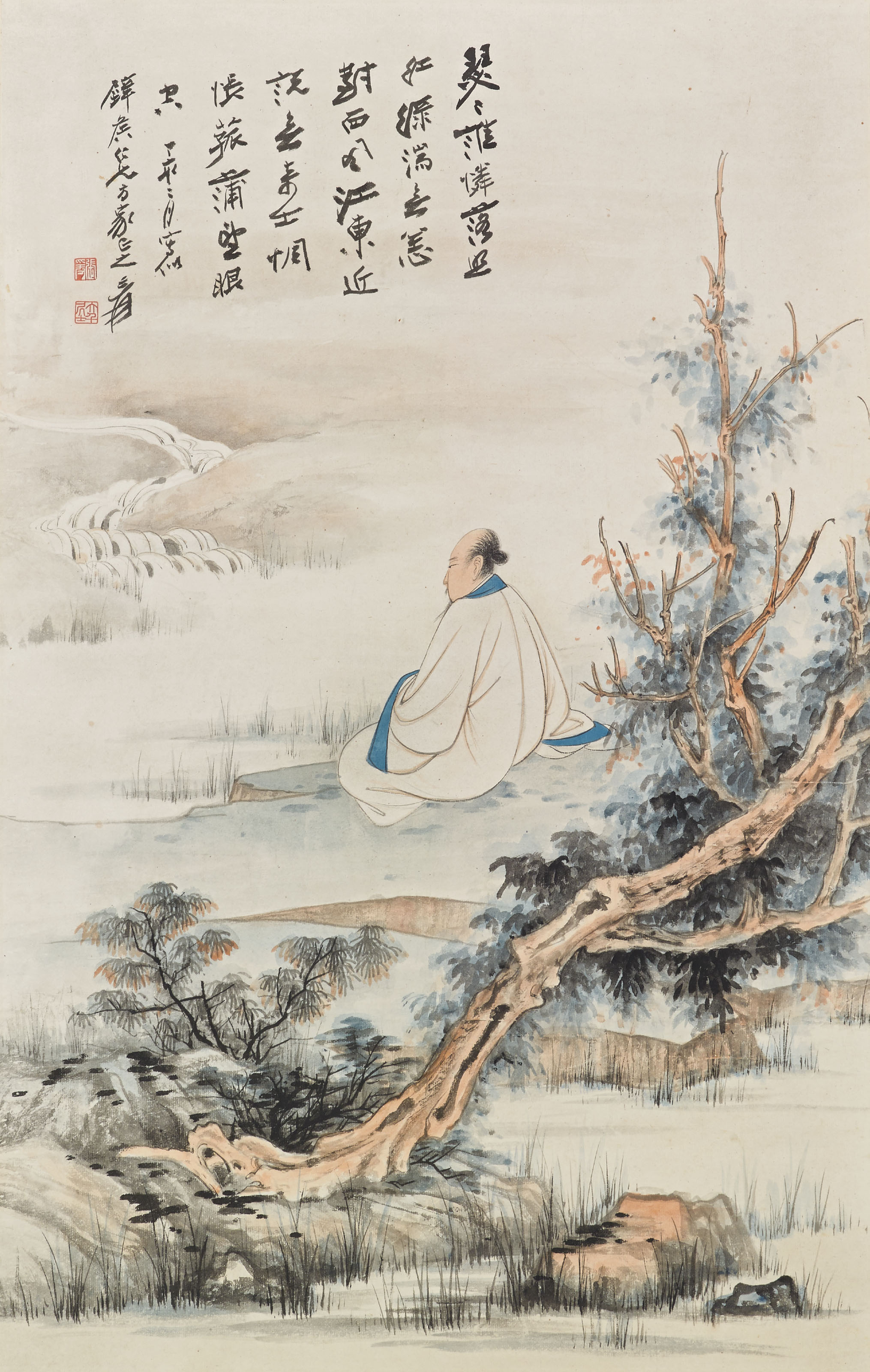 Zhang Daqian — Ученый сидит на берегу реки