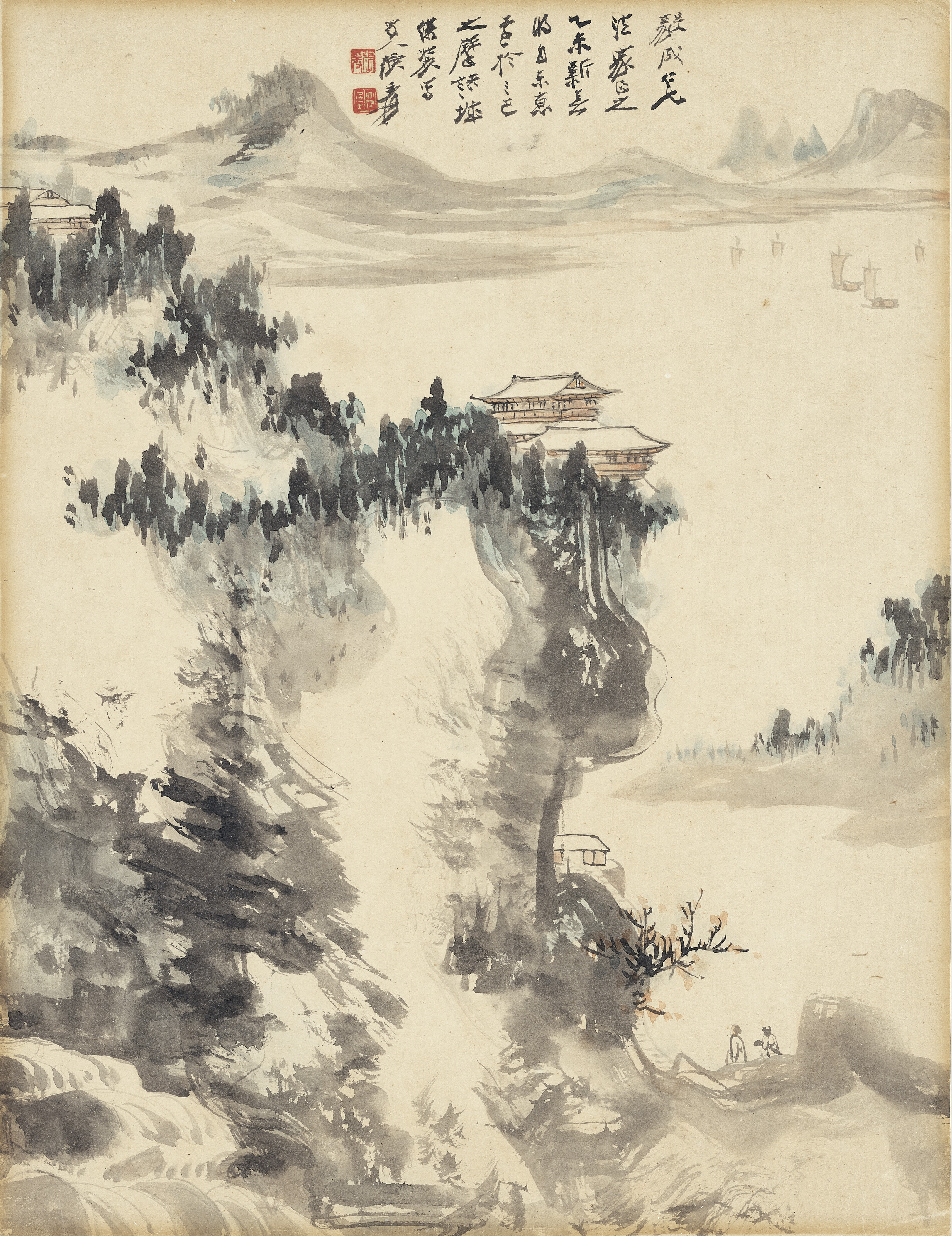 Zhang Daqian — Пейзаж / Письмо Жуань Ичэну, изображение 2