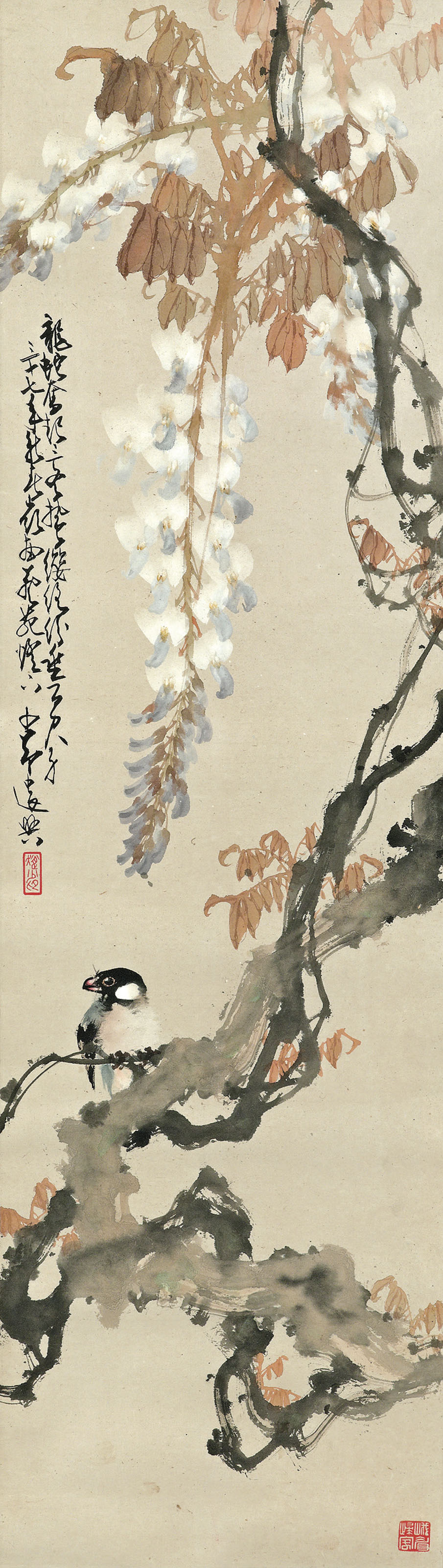 Zhao Shao'ang — Весенние птицы/ Каллиграфическое двустишие, изображение 7