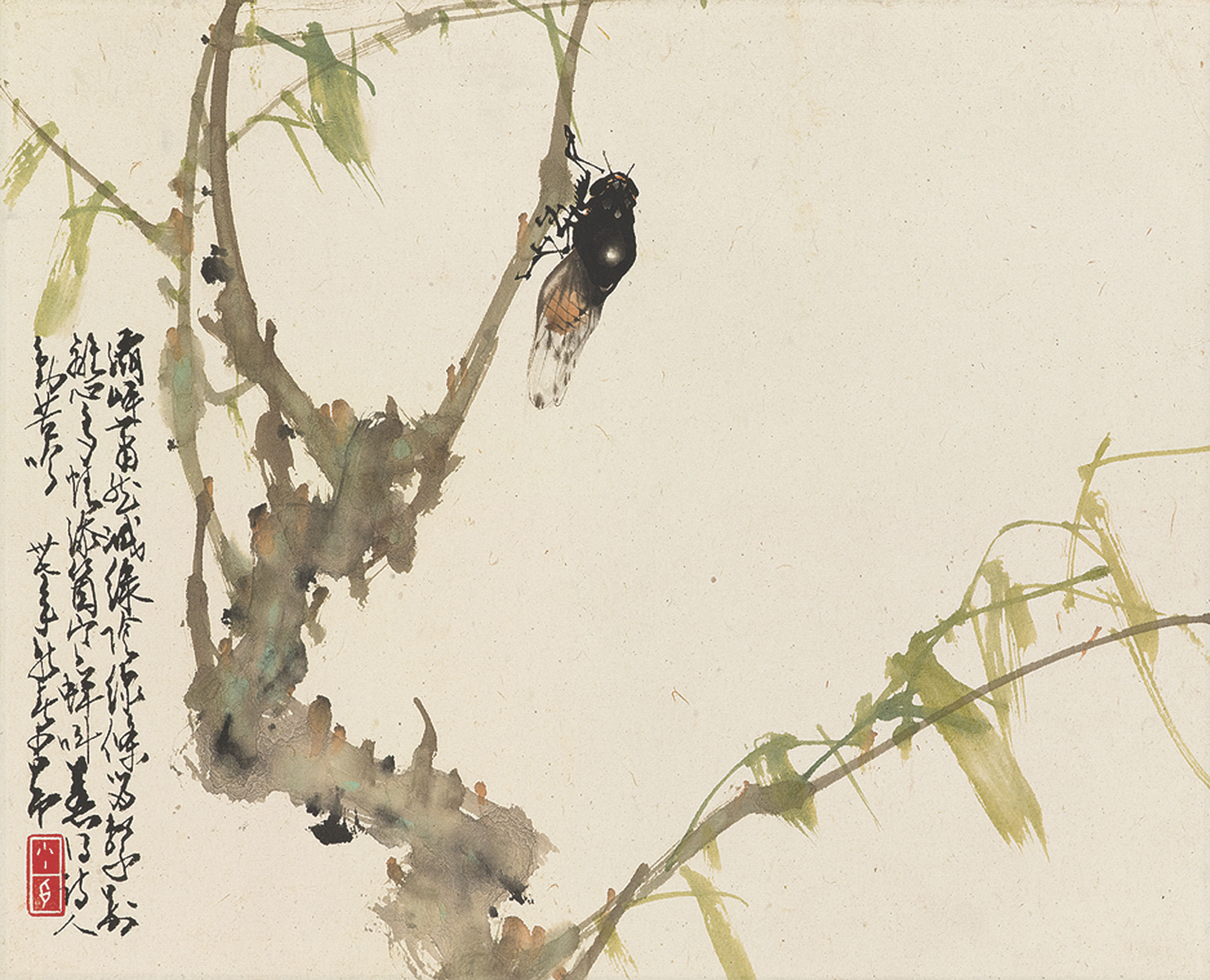 Zhao Shao'ang — Чернослив и пчелы/цикада, изображение 5
