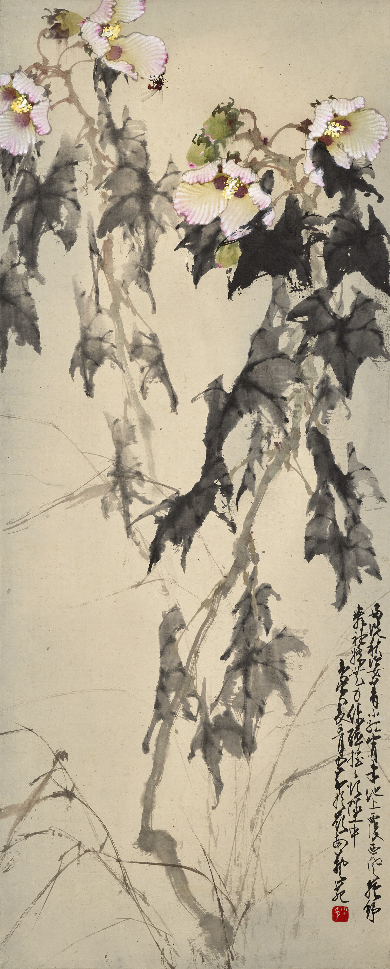 Zhao Shao'ang — Гибискус и оса, изображение 1