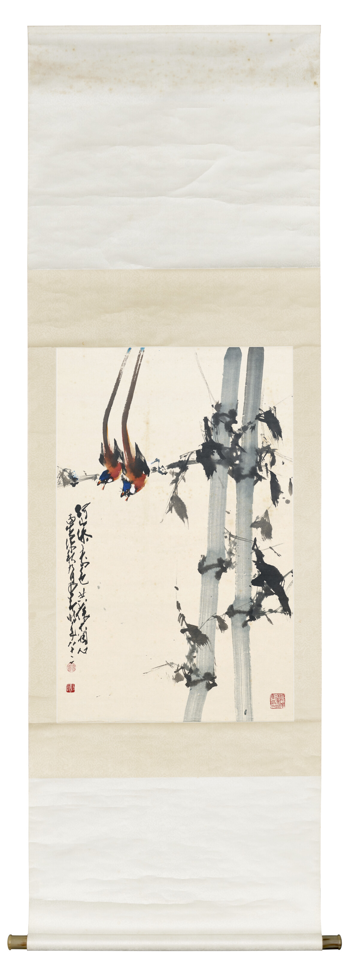Zhao Shao'ang — Две птицы на бамбуковой ветке, изображение 2