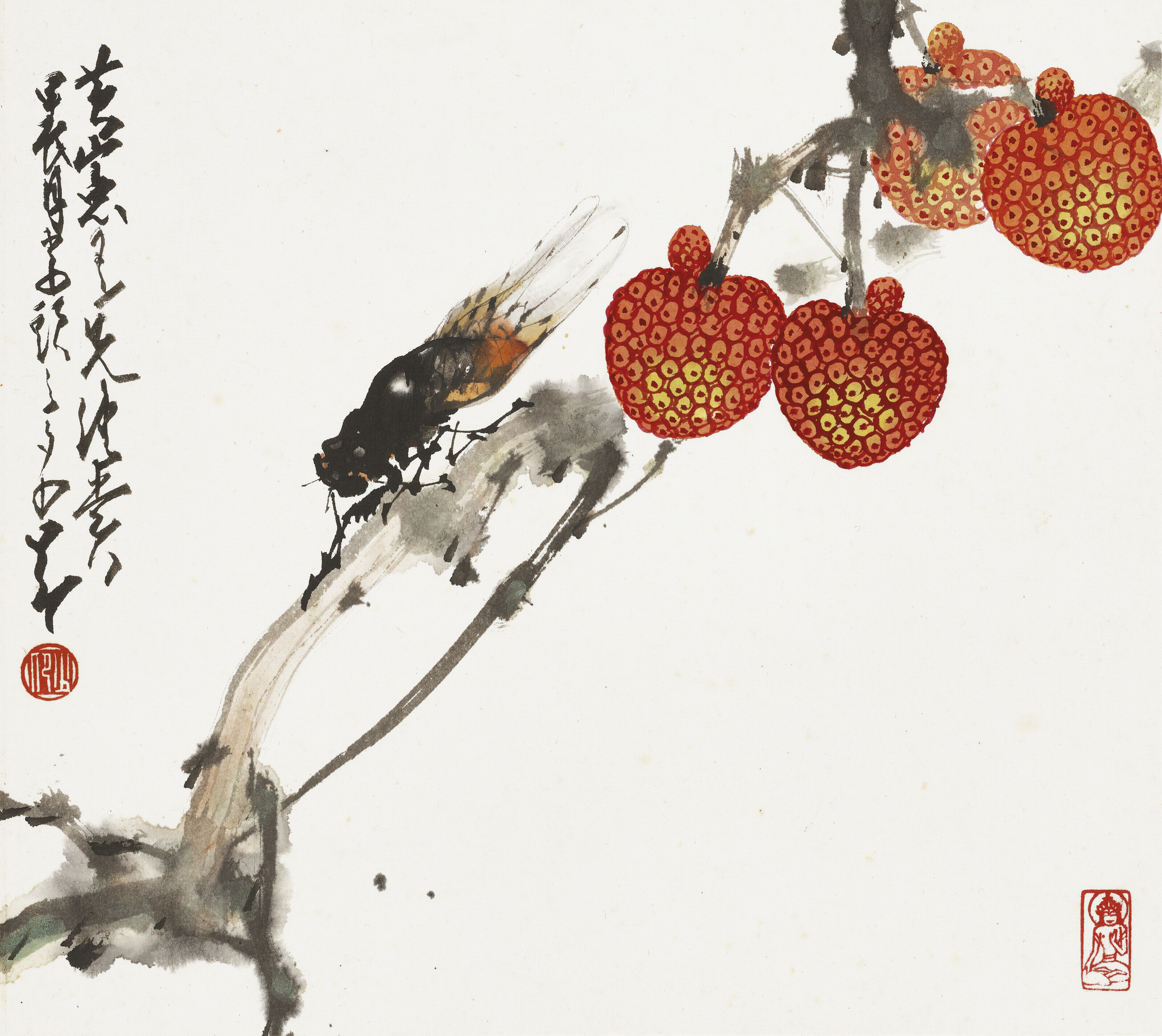 Zhao Shao'ang — Личи и цикада / воробей на дереве, изображение 2