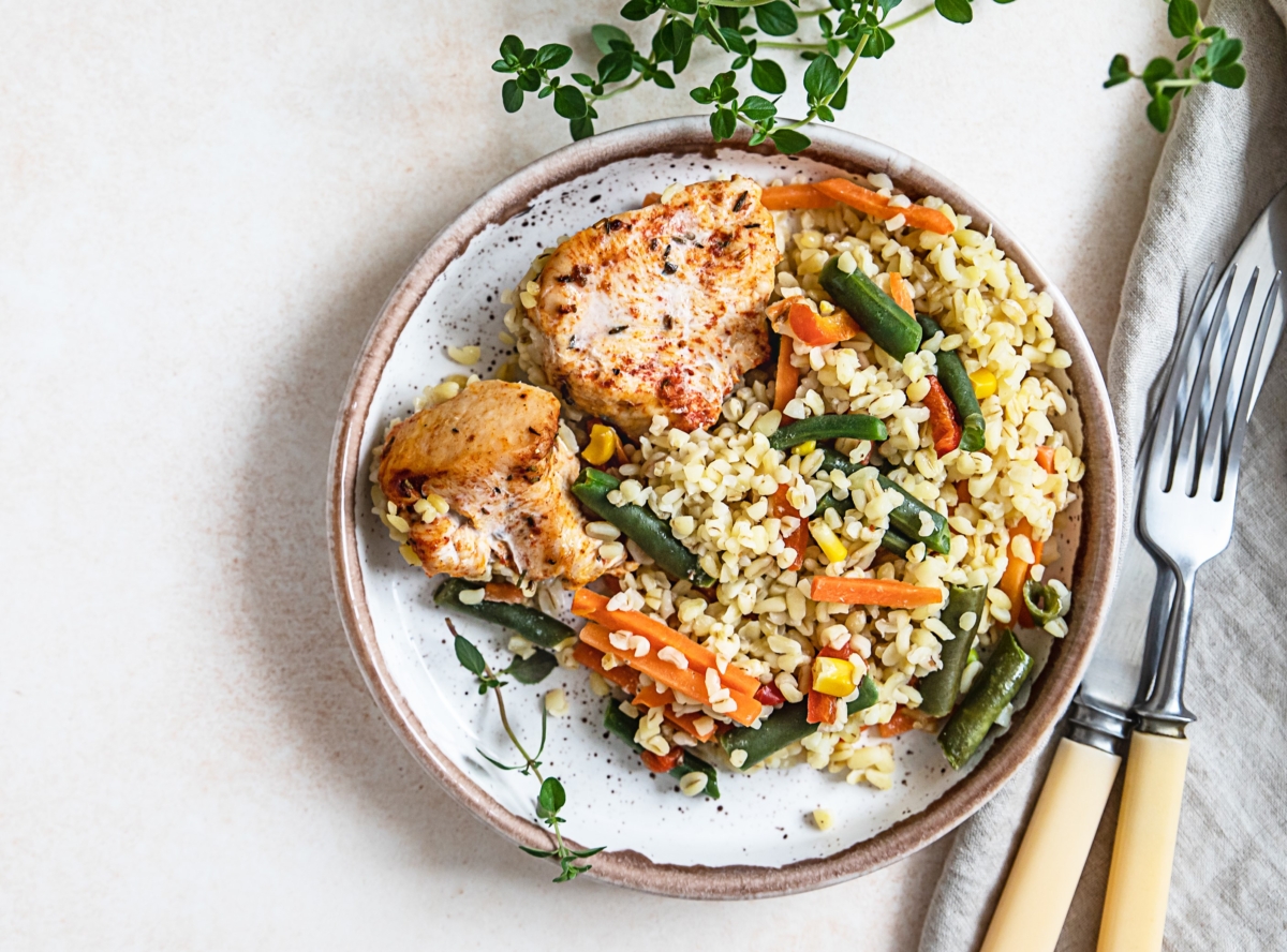 Булгур с индейкой и овощами