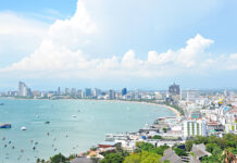 Panoramic view of Pattaya beach and Pattaya city — eastern Thail