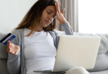 Woman feels stressed having access problem to e-banking