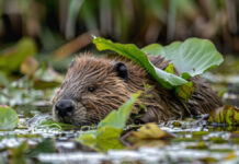 Бобры становятся героями: уникальные находки и вдохновляющие истории AClose-upOfABeaverSwimmingInAPondSurrounded