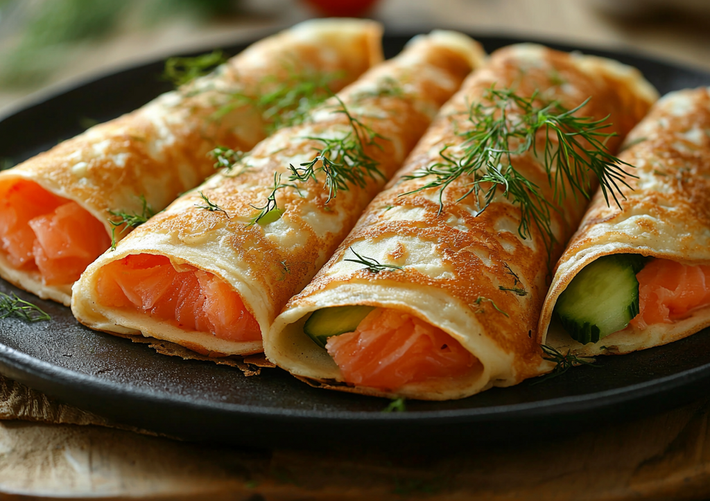 Нежные рисовые блинчики с лососем и творожным сыром! Завтрак за 10 минут