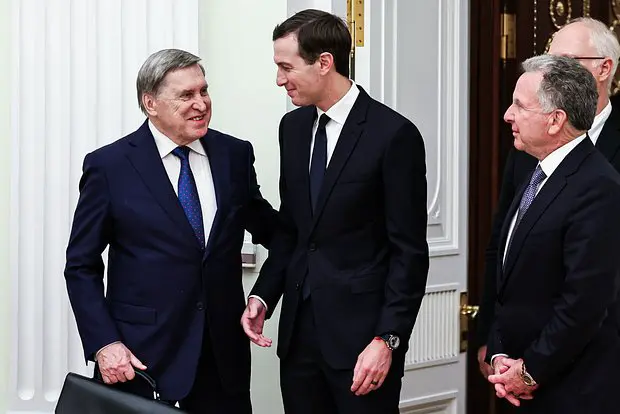 Юрий Ушаков, Джаред Кушнер и Стив Уиткофф в Кремле