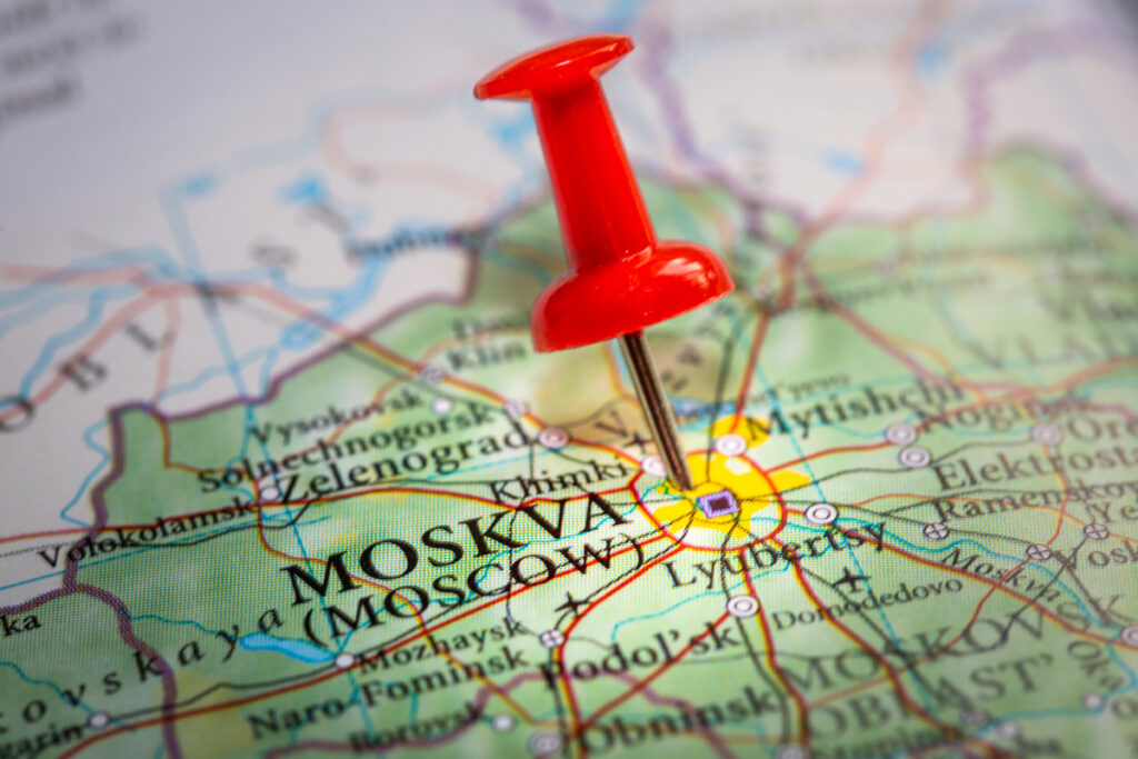 Красная копка в карте в области Москвы