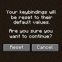 Reset Keys Confirmation Screen