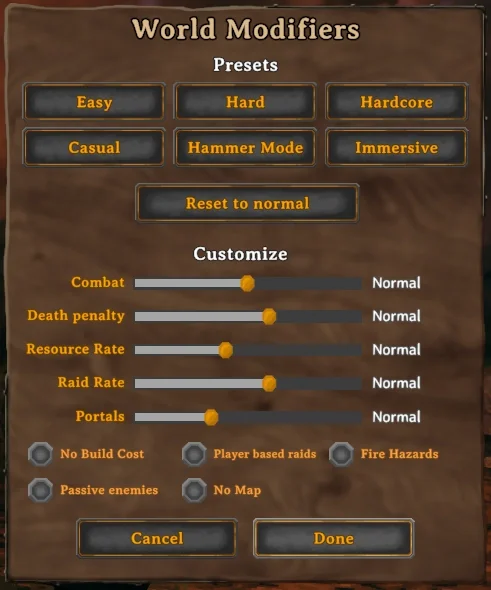 Valheim Mod Menu World Modifiers | Valheim - EN