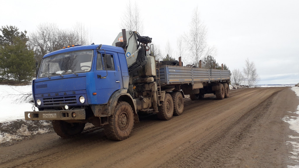 Камаз с кму и полуприцепом