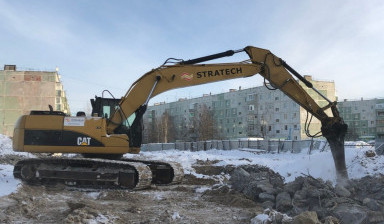 Услуги гусеничного экскаватора + клык-рыхлитель