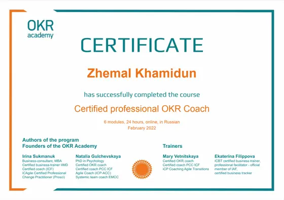 Certified professional OKR Coach