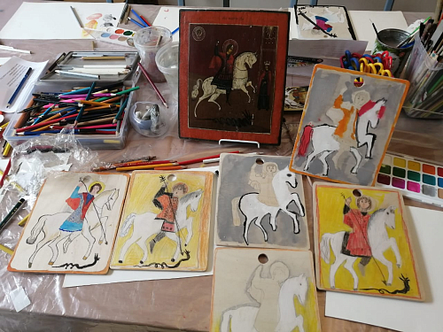 В минувшие выходные прошёл цикл занятий по творчеству, темой которого было изображение Святого Георгия, а также его житие!