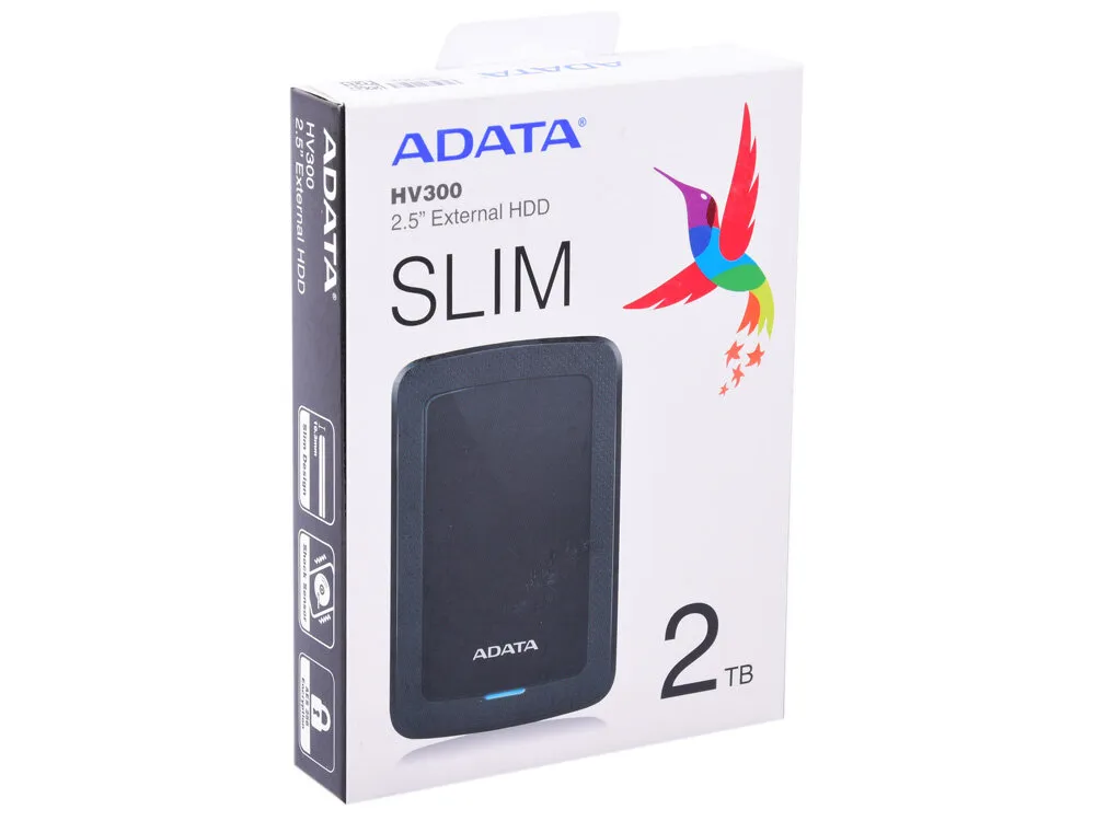 Внешний HDD 2TB A-DATA HV300 (AHV300-2TU31-CBK), 2,5", USB 3.1, черный