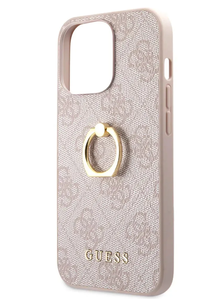Guess для iPhone 15 Pro Max чехол PU 4G + Ring Hard Pink, фото 1