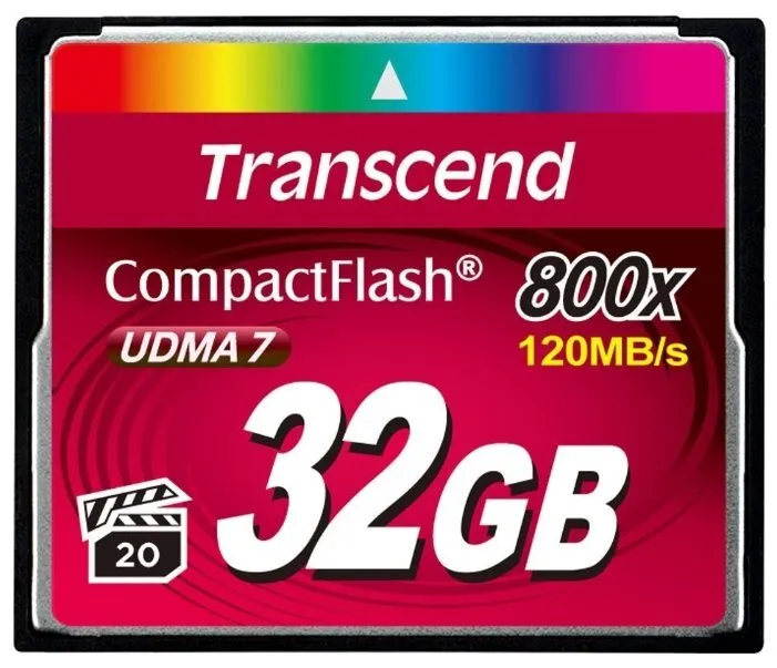 Карта памяти Transcend TS32GCF800 Compact Flash Premium, 32 Гб, чтение: до 120Мб/с, запись: до 40Мб/с