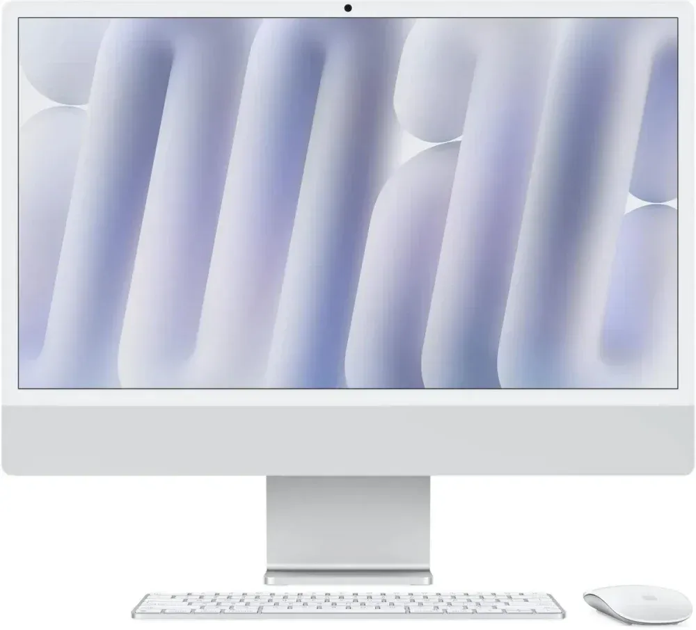 Моноблок Apple iMac MWUU3ZP/A 24" 4.5K M4 10 core (4) 16Gb SSD256Gb 10 core GPU macOS WiFi BT 143W клавиатура мышь Cam серебристый 4480x2520, фото 1