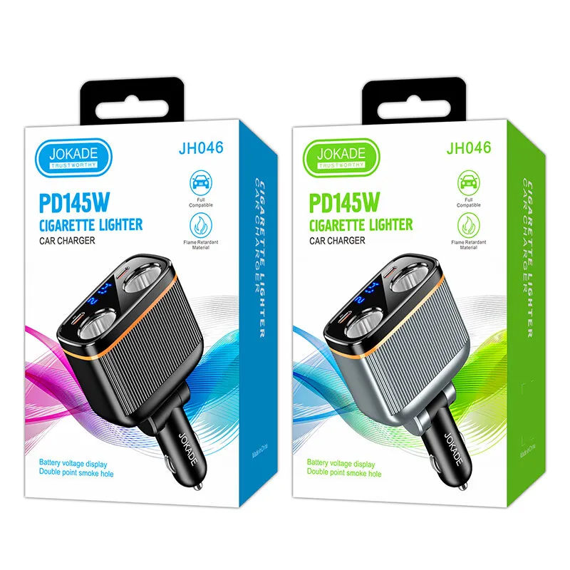 Разветвитель гнезда прикуривателя (2 гнезда + 2 USB + 2 USB-C) JOKADE JH046 Black, фото 1