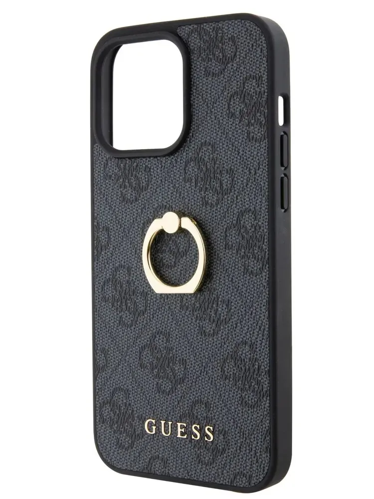 Guess для iPhone 15 Pro чехол PU 4G + Ring Hard Grey, фото 1