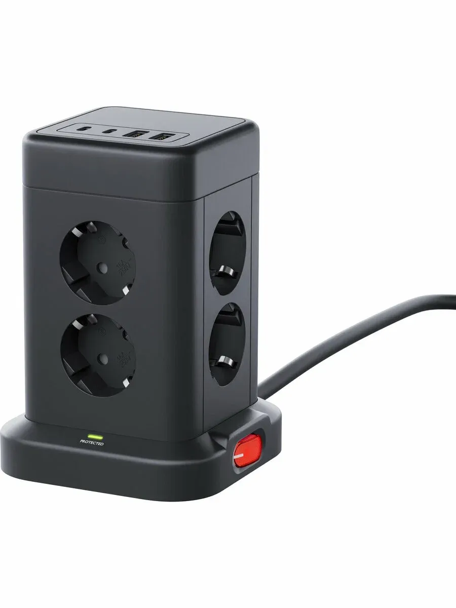 Сетевой фильтр DEFENDER ILS 451 2 м, 8 розеток, 2USB-A, 2USB-C (99630)