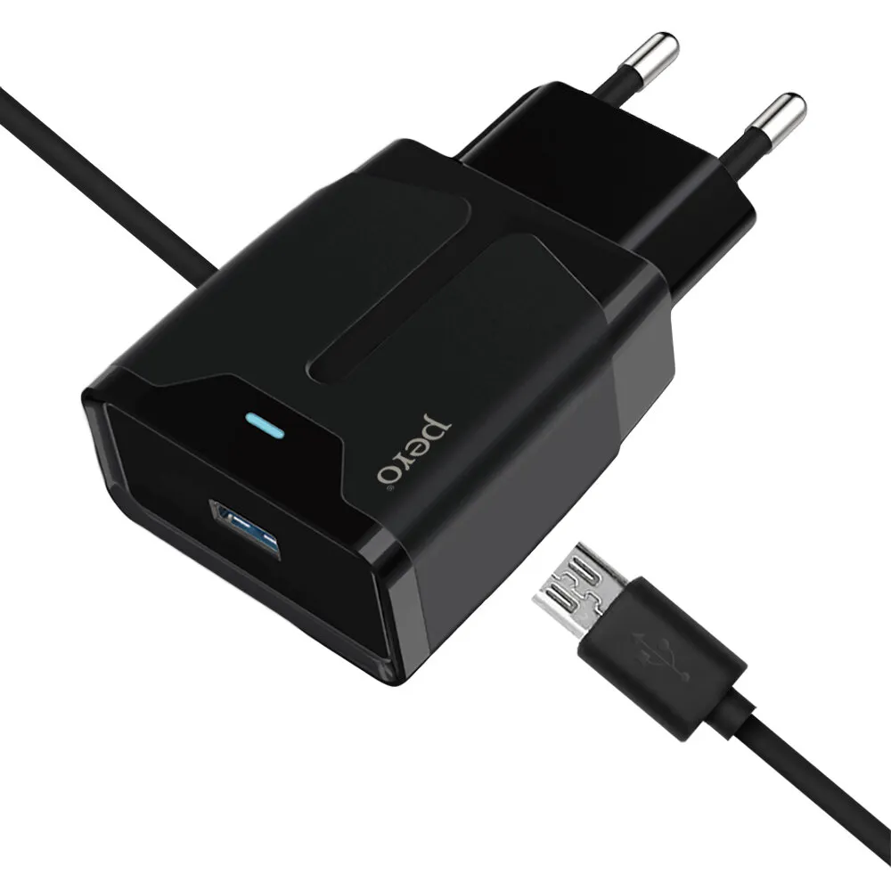 СЗУ PERO TC04 1USB 2.1A + MICRO-USB CABLE черный