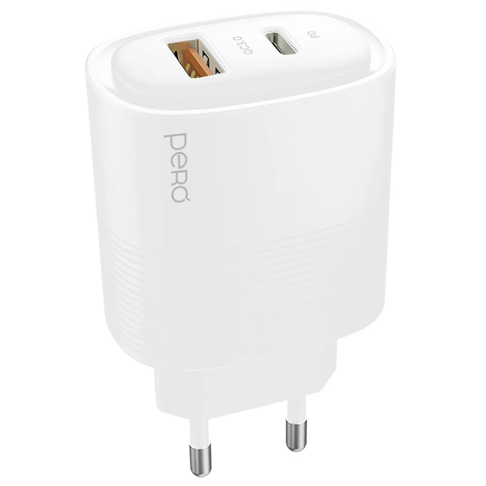 СЗУ PERO TC11 USB-A QC3.0 + USB-C PD, 45W белый
