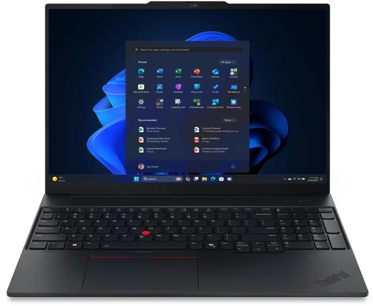 Ноутбук Lenovo ThinkPad E16 Gen 3 (21SSS27D00) Ultra 5 225H 16Gb SSD 512Gb Intel Graphics 16 WUXGA IPS Cam 48Вт*ч No OS KBD RUENG Черный, фото 1