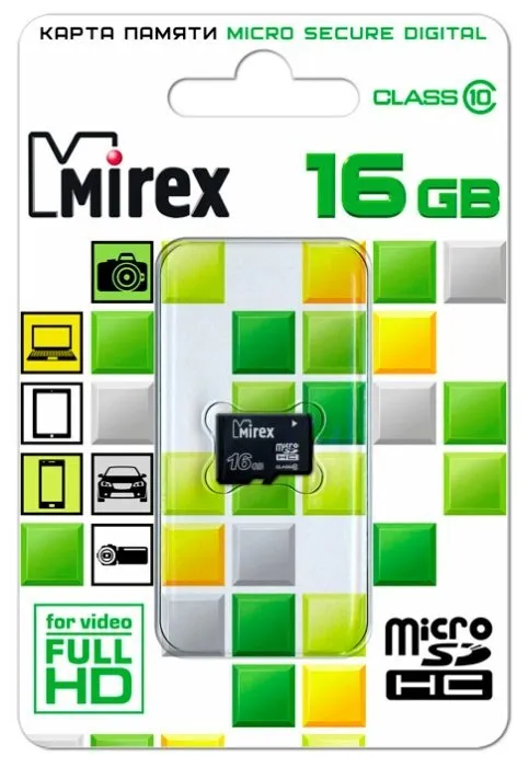 Карта памяти Mirex microSD 16GB Class10 (13612-MC10SD16), фото 1