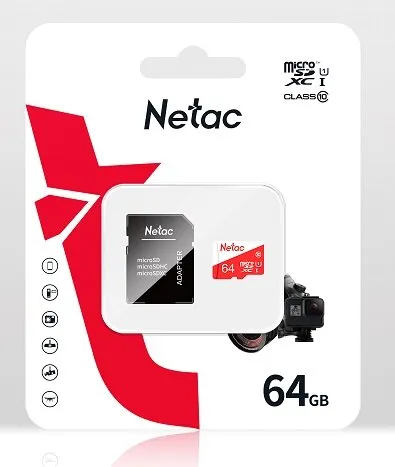 Карта памяти microSDHC Netac P500 Eco NT02P500Eco-064G-R 64GB (с SD адаптером)